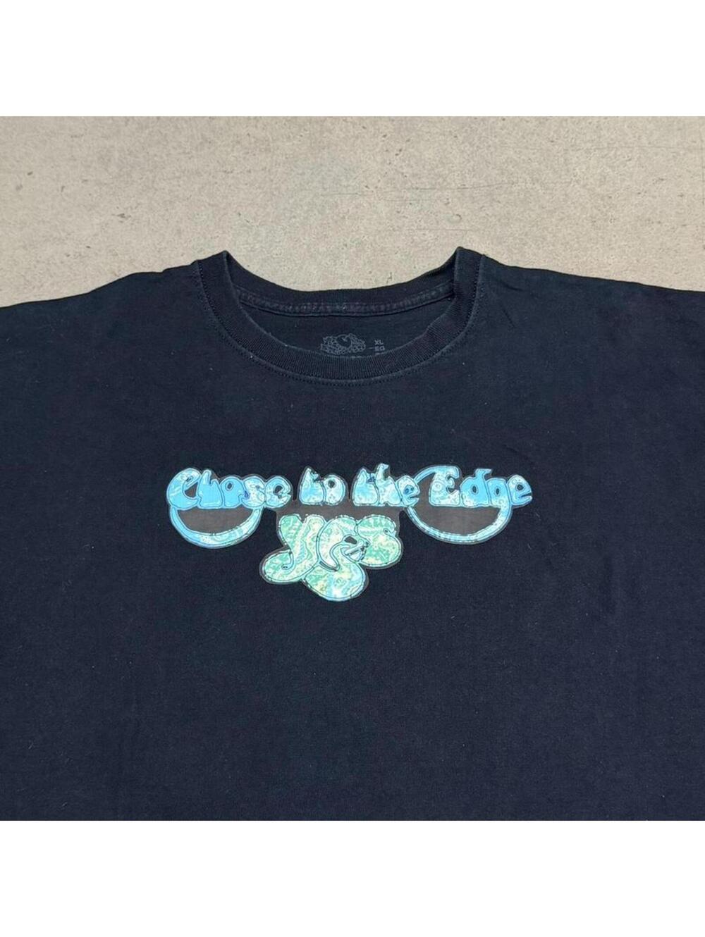 Vintage YES Close To The Edge T Shirt Mens XL Black Tie-Dye Progressive Rock Y2K